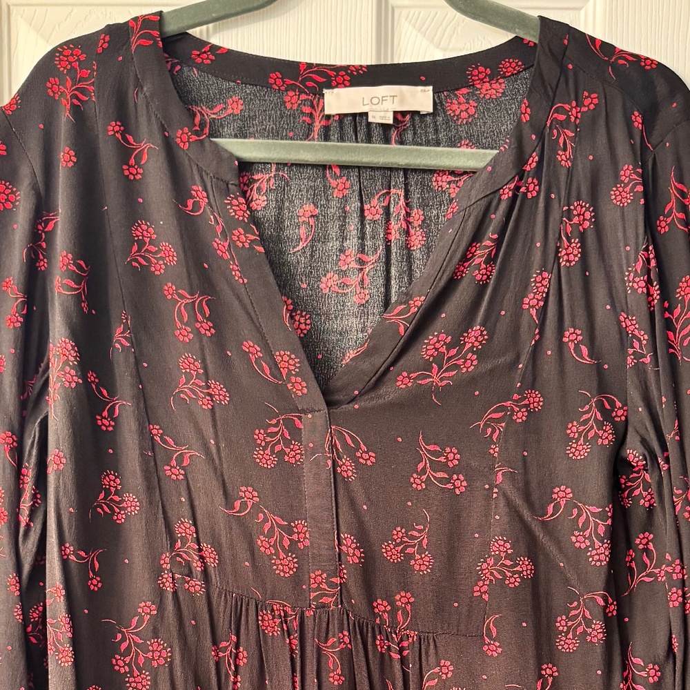 Loft black and red floral dress